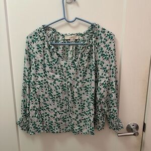 Loft green floral blouse